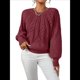 thumbnail image 2 of Suéteres de Mujer, Cuello Redondo, Larga, Punto Cable, Suéteres Gruesos, Tops, Conjuntos de Moda de Otoño Rojo Oscuro XL, 2 of 7