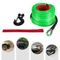 Denest Green 3/8x100inch Synthetic Winch Rope w/Hook Winch Cable with Protective Sleeve