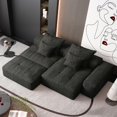 thumbnail image 3 of Modern Oversized Modular Sectional Sofa with Ottoman | Sparkling Chenille Fabric | Tufted Design | No Assembly | 127.56" L | Black | Living Room Furniture, 3 of 25