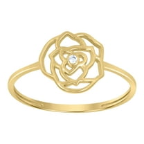 10kt 10k Yellow Gold Womens Cubic-Zirconia Flower Fashion Ring