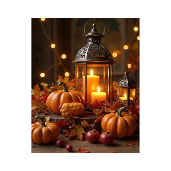 Paint by Numbers Kit for Adults, Autumn Lanterns Candlelight Pumpkins Paint by Numbers, Easy Paint by Numbers Kit for Adults Beginner, DIY Adult Paint by Number Kits on Canvas, Home Decor