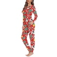 thumbnail image 3 of Renewold Christmas Pajamas for Family Matching Pjs Long Sleeve Sleepwear Size M Holiday Xmas Women Loungewear with Pockets 2pcs Penguin Wreaths Jogger/Walking Tracksuit, 3 of 5