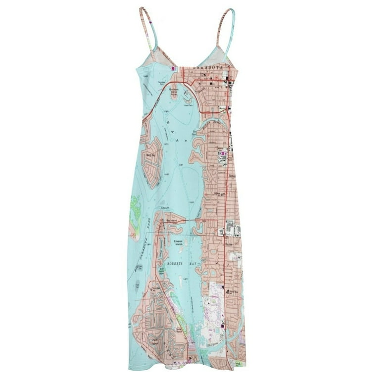 Vintage Map of Sarasota Florida (1973) Sleeveless Dress summer dresses for  women 2024 beach dresses Bridesmaid dress woman - Walmart.com