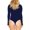 Navy, variant on Bodysuit For Women Tummy Control Solid Color Long Sleeve Zipper Bottom Jumpsuits For Women Summer A M