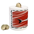 thumbnail image 2 of Shark Piggy Bank, Killer Sea Creature Swimming in the Ocean in Grunge Graphic, Ceramic Coin Bank Money Box for Cash Saving, 3.6" X 3.2", Black White Burnt Sienna, by Ambesonne, 2 of 4