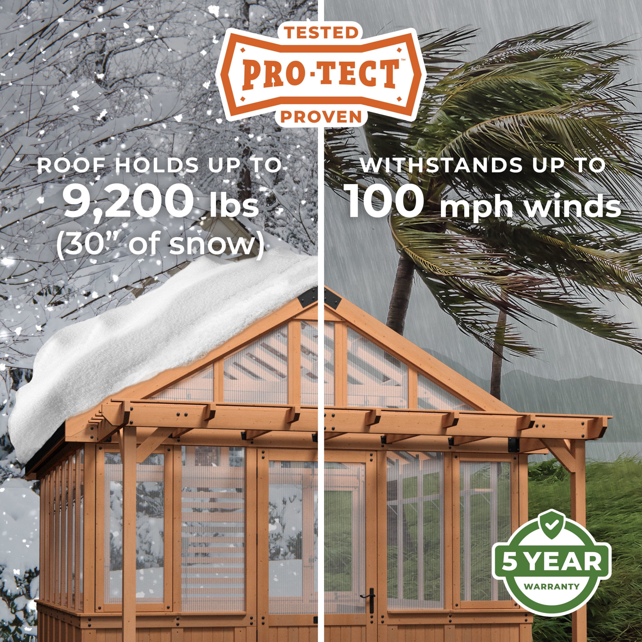 Backyard Discovery Bellerose XL 13'x11' Cedar Wood and Polycarbonate Greenhouse, Pergola