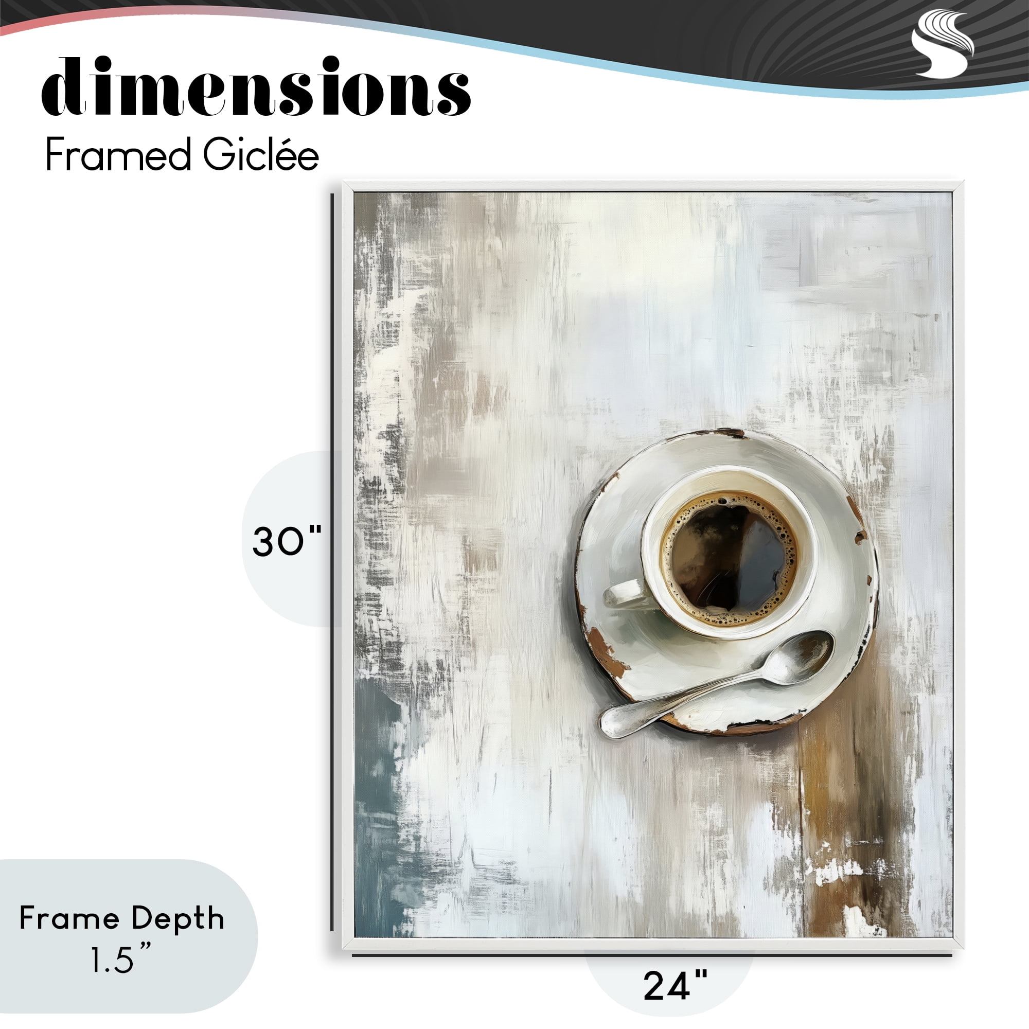 Stupell Industries Neutral & Rustic Cup of Coffee White Framed Giclee Art, design by LSR Design Studio