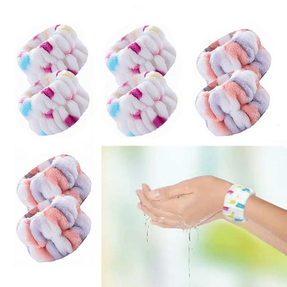 ByPaCrow 8 Pcs Spa Wrist Washband Face Washing Wristbands Absorbent Face Wash Wristband Keep Liquids Away from Spilling Down Arms for Washing Shower Makeup Bath