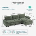 thumbnail image 3 of Linsy Home 123" Cloud Modular Sectional Sofa for Living Room, L-Shaped Cloud Sofa Couch with Corduroy Fabric, 3 Seat Oversized Couch with Movable Ottoman, Green, 3 of 11