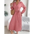 thumbnail image 5 of Women's Tied Polka Dot Long Sleeve Midi Dress 100% Polyester Sheer Bodice Not Lined Elegant Versatile Day to Night, 5 of 21