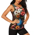 thumbnail image 2 of Gukieu Elegant Floral Vase Painting Print Women's Quick-drying Fitness Vest, Round Neck Sleeveless Fitness T-shirt, Suitable for Yoga, Sports-Medium, 2 of 7