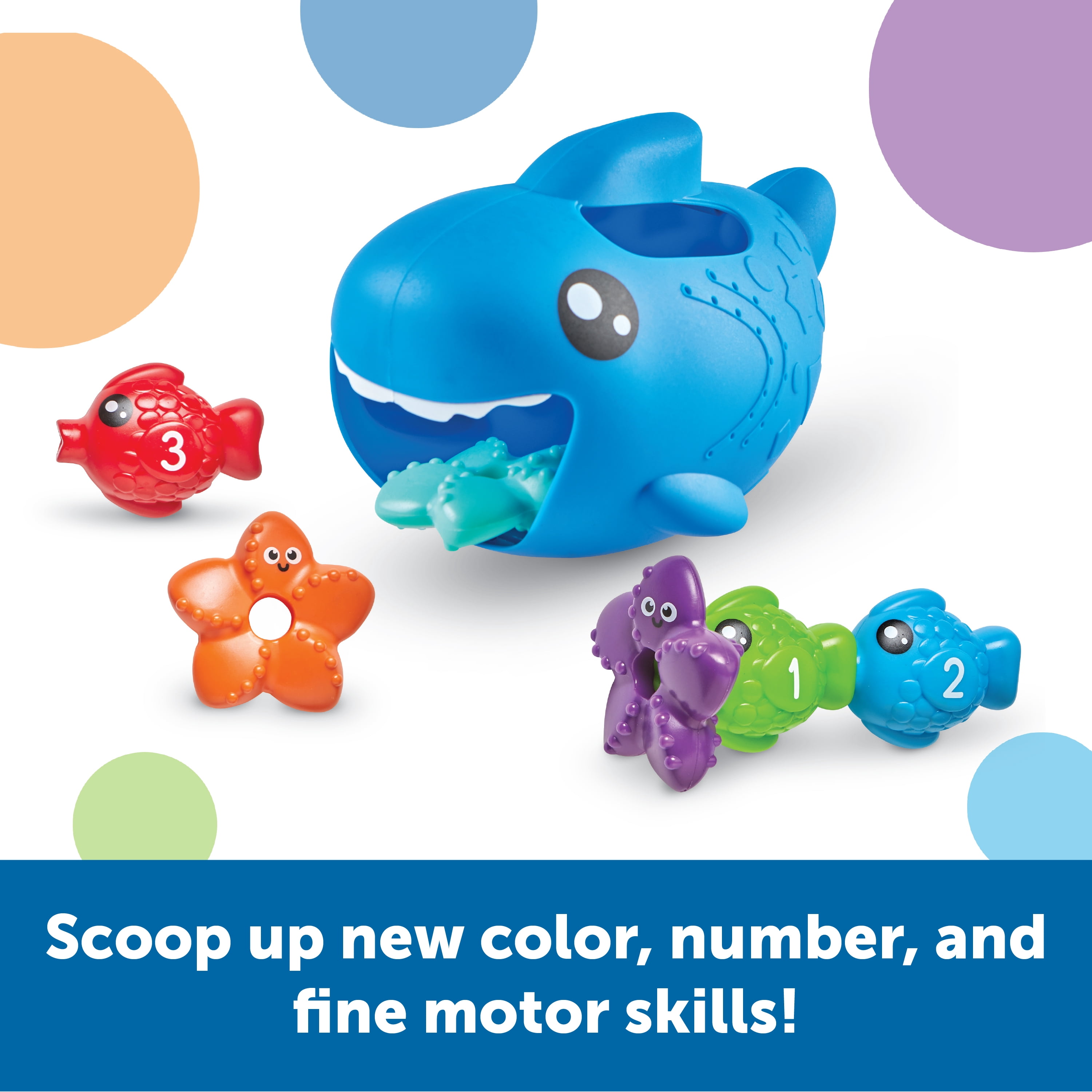 Learning Resources Steve the Scoop & Splash Shark - 7 pieces, Bath Toys for Boys and Girls Ages 18+ months