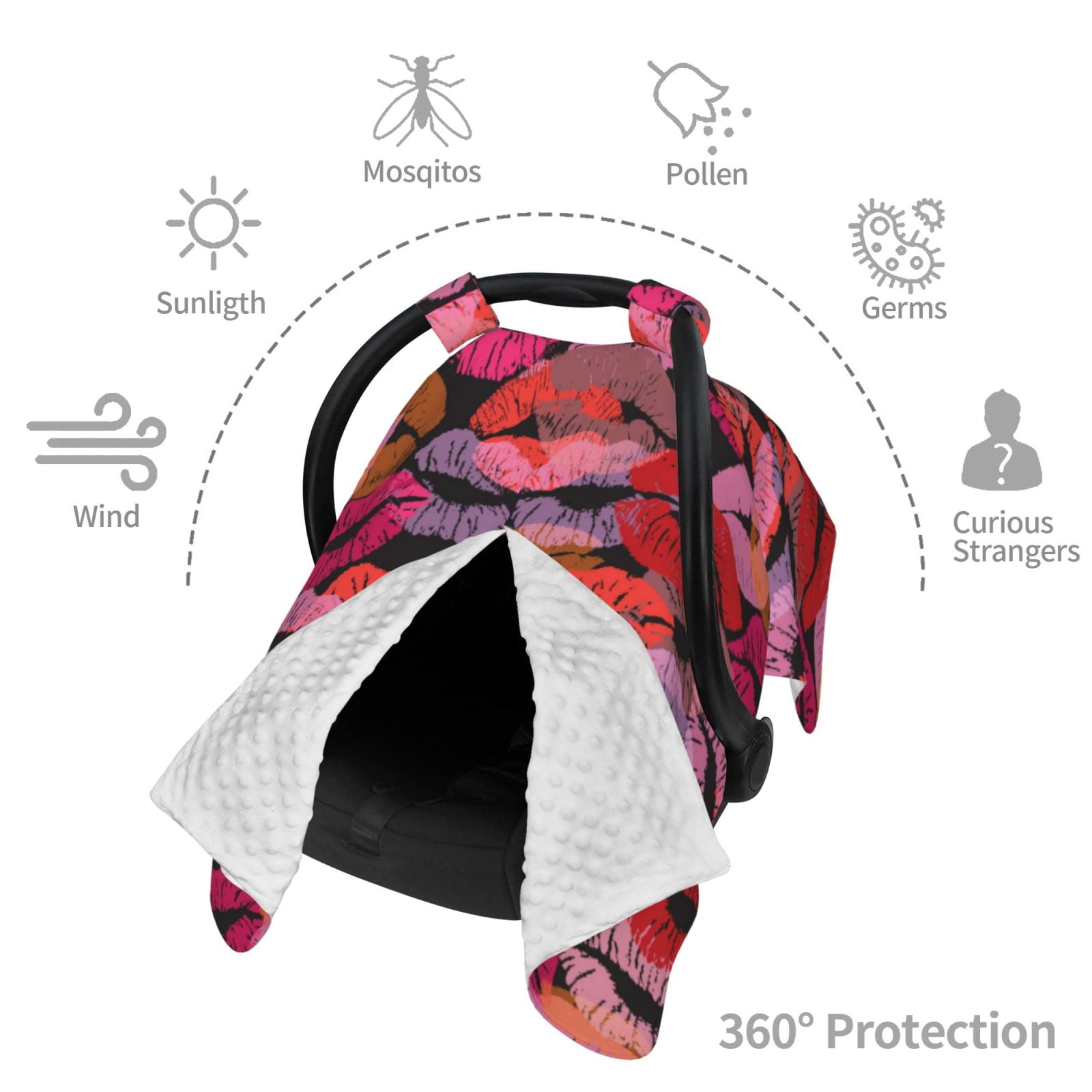 Car Seat Cover Baby - Red Lips Kissing Breathable Infant Car Seat Cover for Baby Carseat, Lightweight Comfort Baby Essentials Must Haves Newborn Stuff for Girl Boy