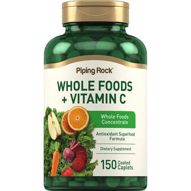 Whole Foods Vitamin C | 150 Caplets | Superfood Blend | Vegetarian, Non-GMO, Gluten Free Supplement | by Piping Rock