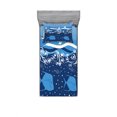 thumbnail image 2 of Seagulls Bedding Set with Sheet & Covers, Underwater Illustration Tropical Fish Sailboats Curling Waves Birds and Sea Life, Printed Bedroom Decor 2 Shams, 4 Sizes, Blue White, by Ambesonne, 2 of 3