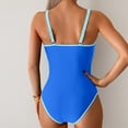 thumbnail image 5 of LEBONYARD Women’s Deep V-Neck One-Piece Swimsuit,Fashion Women's Sleeveless Solid Bikini Set Swimsuit Push-Up Padded Swimwear Swimsuit Beachwear Blue L, 5 of 6