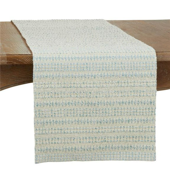 16 x 72 in. Woven Line Oblong Table Runner, Aqua