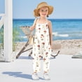 thumbnail image 5 of Girls' Jumpsuits Rompers Summer Casual Sleeveless Rompers With Pockets Spaghetti Strap Romper Watercolor Mushrooms Pattern 1T, 5 of 7
