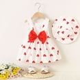 thumbnail image 2 of lcziwo Toddler Girls Dress Hat Outfit Cute Heart Sundress with Sunhat 2 Piece Set Summer Playwear Red 6 Months, 2 of 5