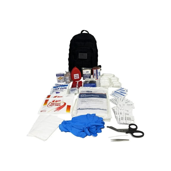 LINE2design First Aid Trauma Backpack Kit - EMS Medical Molle Bag Kit - Black
