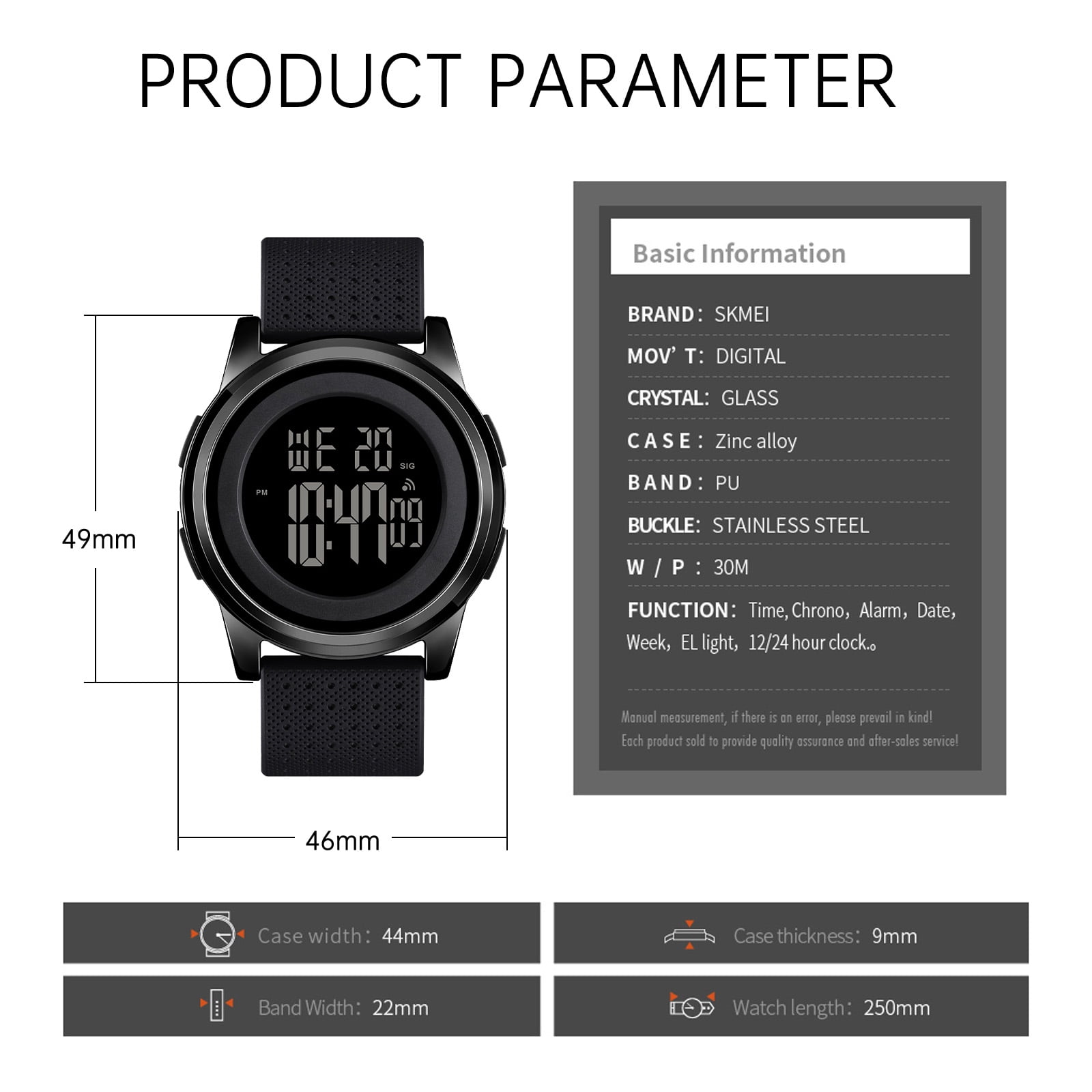 SKMEI Mens Watch Ultra-Thin Digital Sports Watch Waterproof Stainless Steel Fashion Wrist Watch for Men Women