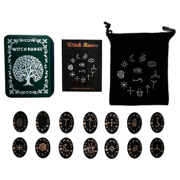CIYISON Witch Runes Wood Runes Stones Set Wood Runes Handmade Runes Stones Set