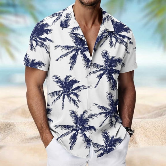 Fnooota Mens Hawaiian Shirts, Short Sleeve Summer Vacation Beach Short Sleeve Shirts Multicolor Size S-4XL