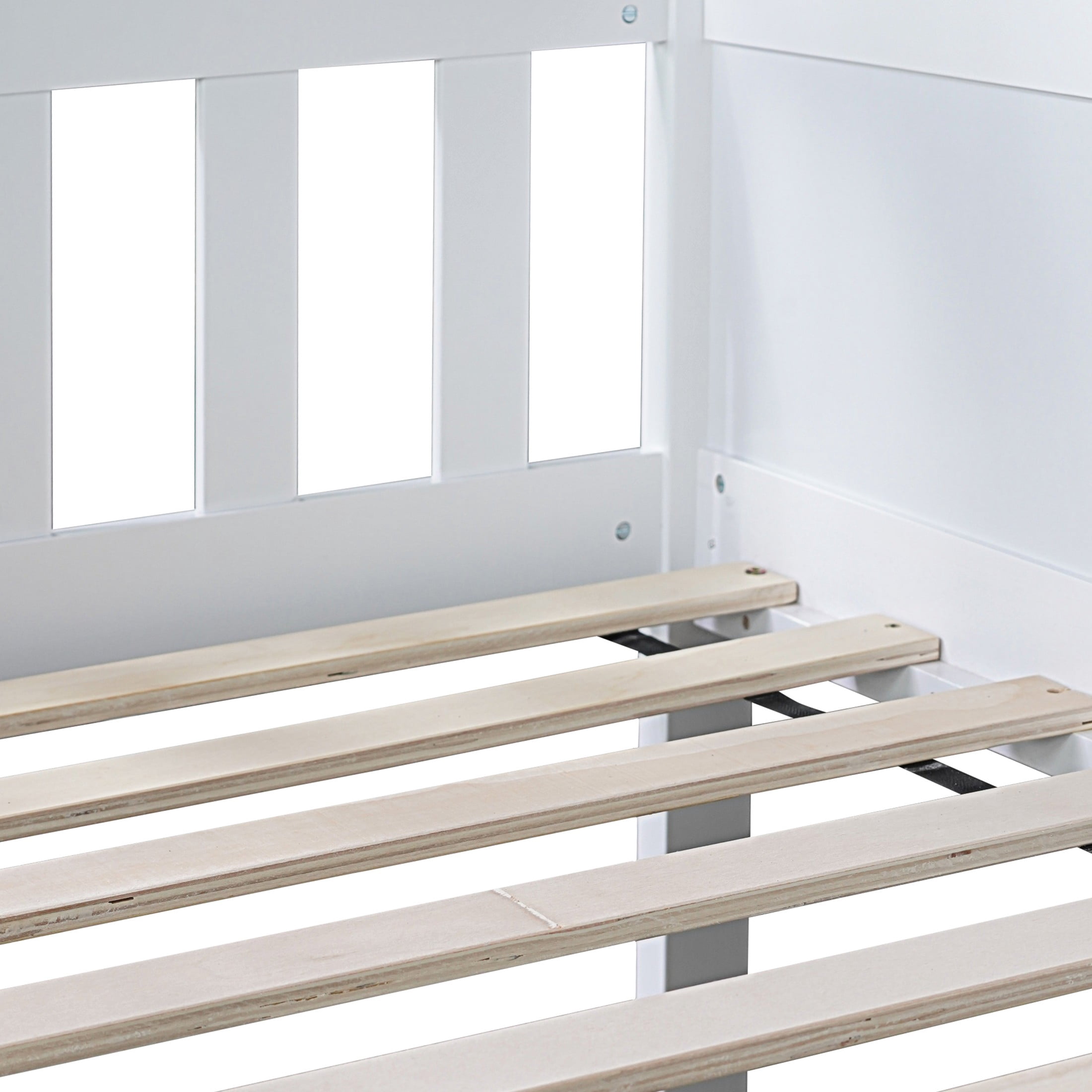 Alvantor Twin Triple Bunk Bed, Twin Over Twin Over Twin Bed Frame Detachable Rubber Wood with Ladders Guardrails for Teens Adults, White