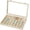 Beige, variant on Beige 48 Grid Velvet Jewelry Tray with Glass Lid, Adjustable Earring Ring Storage 13.8×9.5×2In, Drawer Display Box for Women Gift