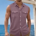 thumbnail image 2 of Eryao Men's Sleeveless Button Down Shirts Summer Casual Beach Vacation Tank Tops Lightweight Breathable Vest Tees with Pockets,Hot Pink,XXXL, 2 of 7