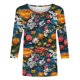 thumbnail image 4 of Mujeres 3/4 Manga Tops Y Blusas Impresas Cuello Redondo Suéter Casual Camiseta Verano, 4 of 5
