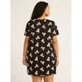 thumbnail image 2 of Joyspun Women’s Print Sleep Shirt with Short Sleeves, Sizes S/M-2X/3X, 2 of 6