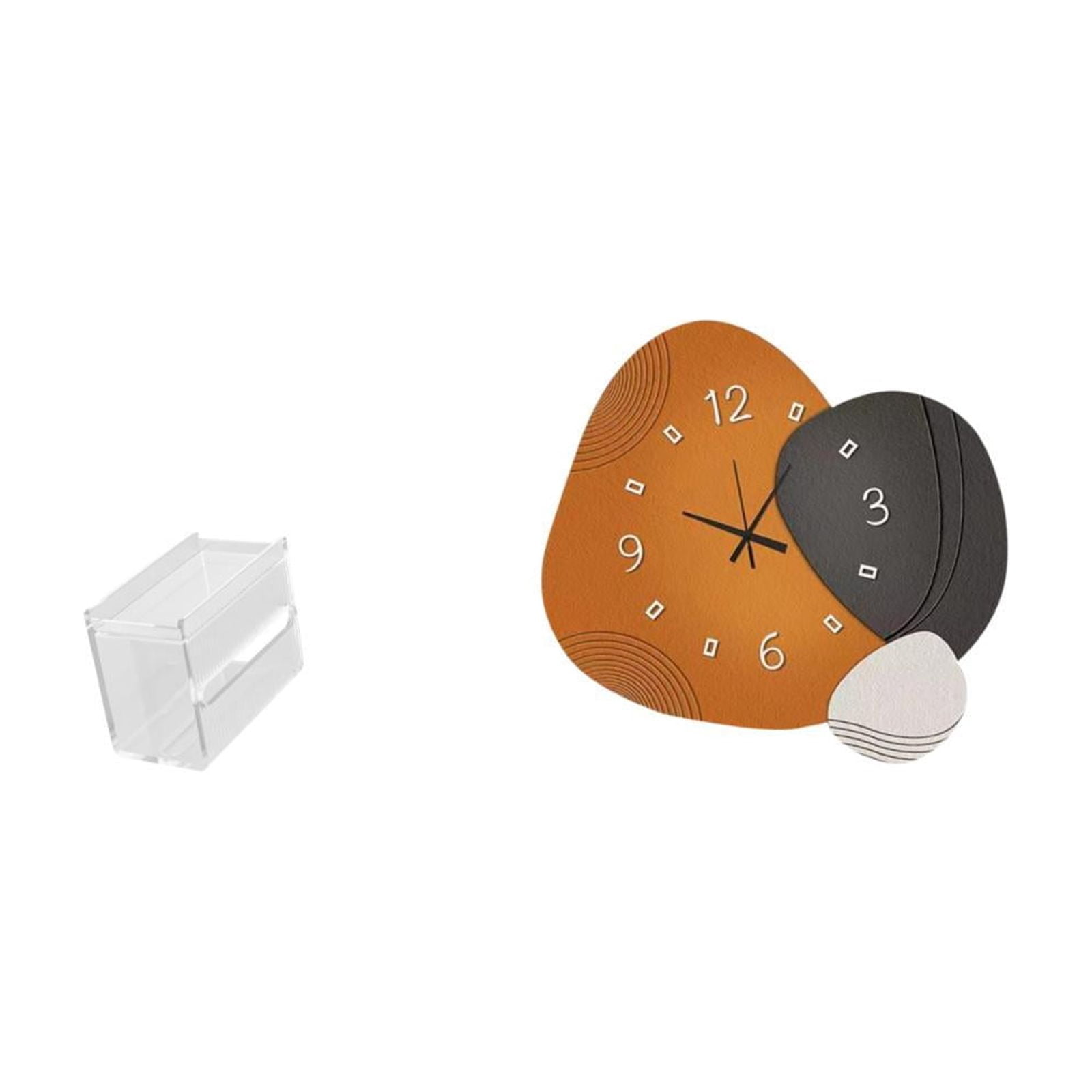 Fiocias Wall Clock Toilet Paper Storage Box Acrylic Holder Towel Dispenser Decorative Modern Silent Function Easy Installation Suitable for Kitchen Bedroom Li