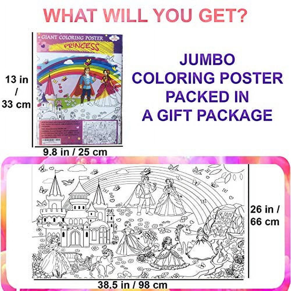 Alex Art, Giant Coloring Poster - Unicorn and Fairy Posters to Color - Perfect Coloring Posters for Kids - Large Coloring Poster for Wall - Giant