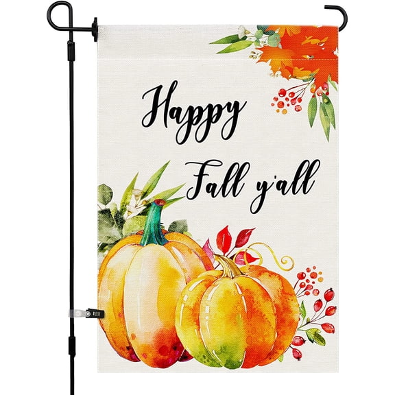 Utiginye Thanksgiving Pumpkin Garden Flag, Fall Garden Flags 12×18 Double Sided Rustic Farmhouse Yard Lawn Outdoor Decor