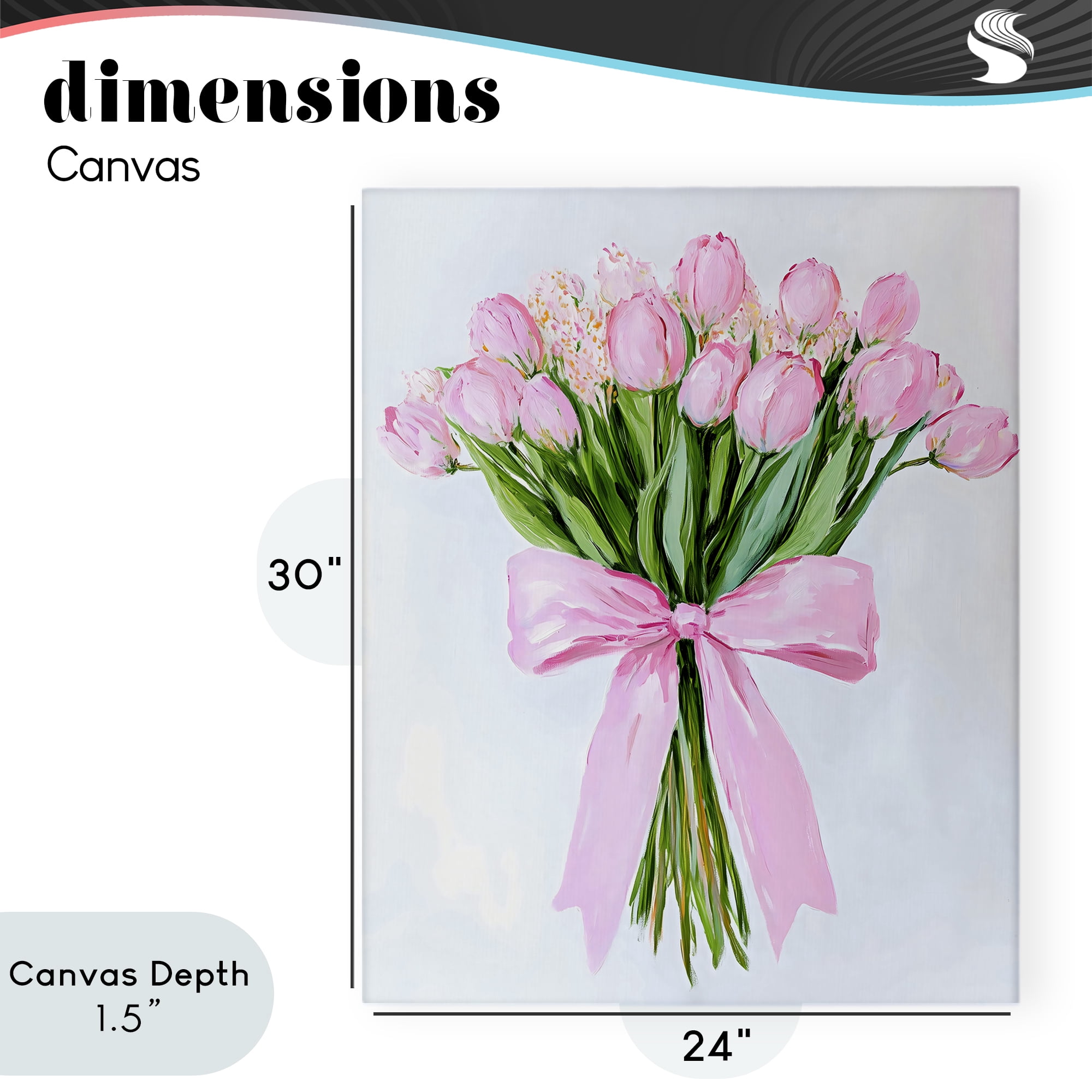 Stupell Industries Soft Pink Tulips with Ribbon Canvas Wall Art, design by The Prints Vibe