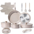 thumbnail image 1 of Set de utensilios de cocina Chef Power, cerámica, antiadherente, 19 piezas, color topo, 1 of 8