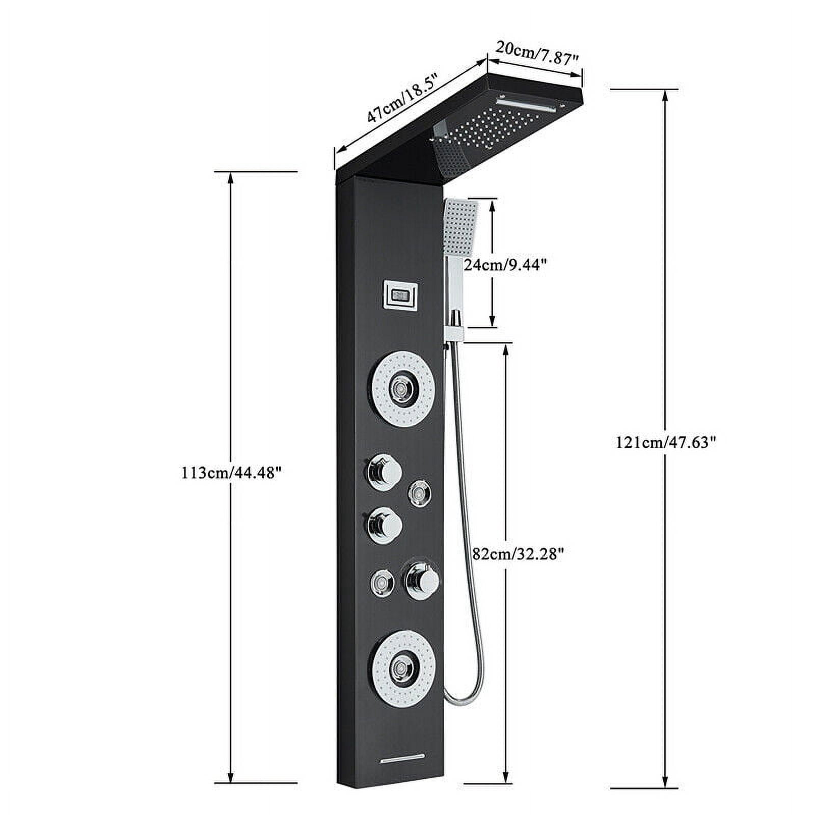 Zovajonia LED Shower Panel Tower System, Multi-Functions Shower Tower, Waterfall Showerhead, Shower Jets, Stainless Steel Rain Shower System Oil Rubbed Bronze