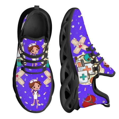 

Nurse Shoes For Women White Cartoon Medical Shoes Comfortable Breathable Platform Sneaker Nursing Knitted Mesh Shoes