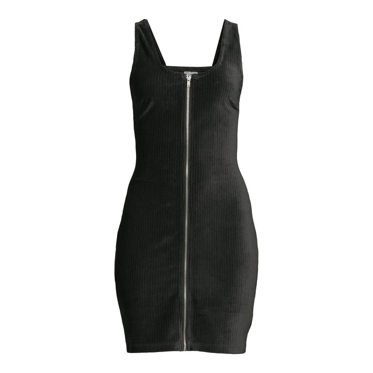 Black zip up pinafore dress hot sale