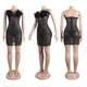 thumbnail image 4 of Vestido Nagfar para mujer con estampado de plumas de strass y hombros descubiertos, negro, 4 of 6