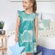 thumbnail image 4 of Balery Teal Turquoise 1 Camisón de princesa para niñas, pijama de algodón con mangas abullonadas, suave y bonito.-Medium, 4 of 6