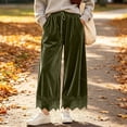 thumbnail image 4 of Karymi Women's Shorts Solid Velvet Wide Leg Long Pants, Elastic Drawstring High Waist Trousers, Hollow Lace Scalloped Hem Side Pockets Palazzo Pants Women's Shorts, 4 of 8
