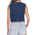thumbnail image 4 of Xuanfei Women Retro Snap Button Fringed Sleeveless High-Low Hem Western Vest, 4 of 6