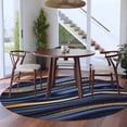 thumbnail image 4 of Round Area Rug 5ft,Dark Blue Marble Gold Stripe Washable Carpet Non-Slip Runner Accent Rugs Indoor Floor Mat for Bedroom Living Room Decor,Modern Abstract Geometric, 4 of 9