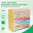 thumbnail image 3 of Bamboo Marker Organizer for 280 Markers Christmas Gifts Durable Pencil Holder Desk Storage Large for Artists Teachers Students Classroom Birthday Gifts No Assembly Required 28-Compartments, 3 of 3