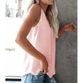 thumbnail image 2 of Camiseta sin mangas con ribete de encaje, Color puro, cuello en V, sin mangas, elegante, holgado, informal, chaleco de mujer para citas, 2 of 7