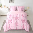 thumbnail image 3 of Homewish Cute Cartoon Bowtie 7-Piece Bedding Comforter Set,Kawaii Bow King Bedding Sets,Princess Pink Bed Sheets For Girls,Microfiber Bedroom Decor Reversible, 3 of 9