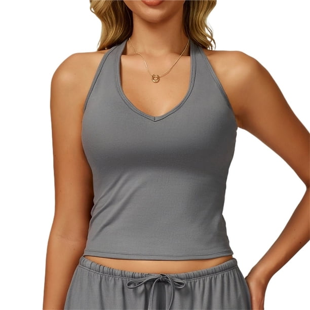 Chaleco de Yoga for mujer, ropa interior deportiva ajustada en forma de V for belleza en la espalda, chaleco deportivo for ejercicio de carrera, almohadilla for pechos extraíble