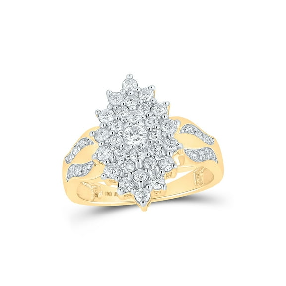 10kt Yellow Gold Womens Round Diamond Marquise-shape Cluster Ring 1 Cttw
